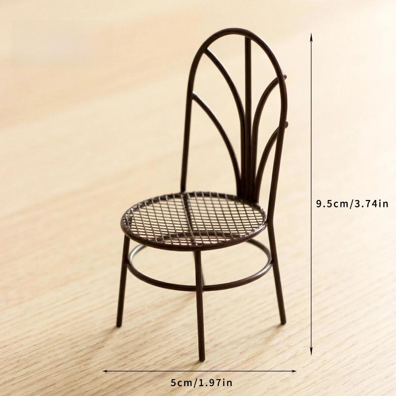 1/3Pcs Dollhouse Garden Display Ornament Prop Accessory Miniature Table Chair Model Tiny Home Decor Iron Furniture