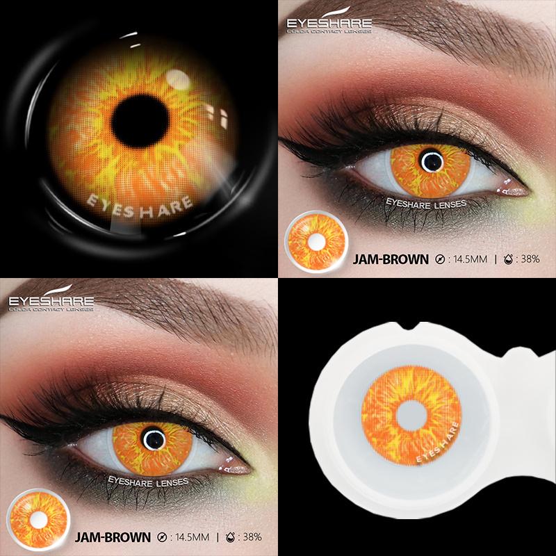 1pair Halloween Color Contact Lenses Cosplay Contact Lenses Anime Red Eye Lenses Blue Makeup Contact Lens Yellow Lenses