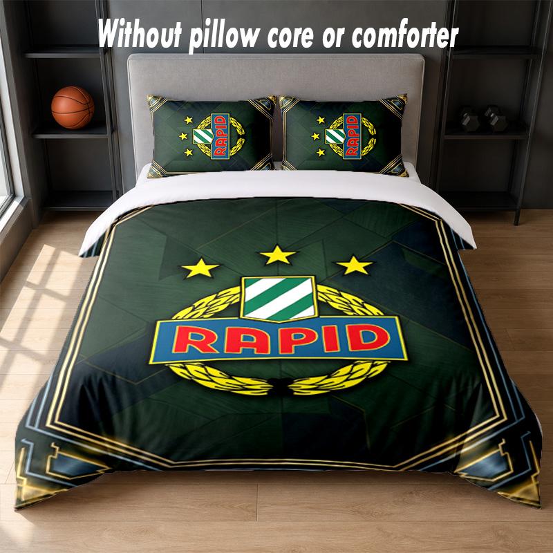 Rapid Wien FC Design Bed Bedding Set 1 Duvet Cover + 2 Pillowcases Soft Breathable Household Bed Linens