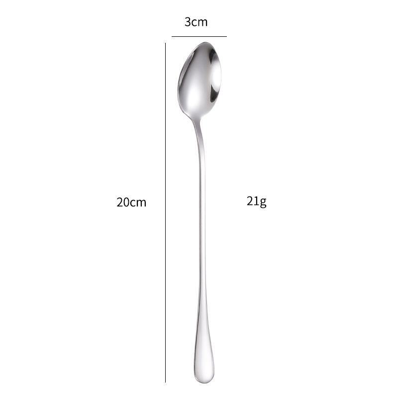 Creative Stainless Steel Long Handle Spoon Set for Ice Cream, Coffee, and More