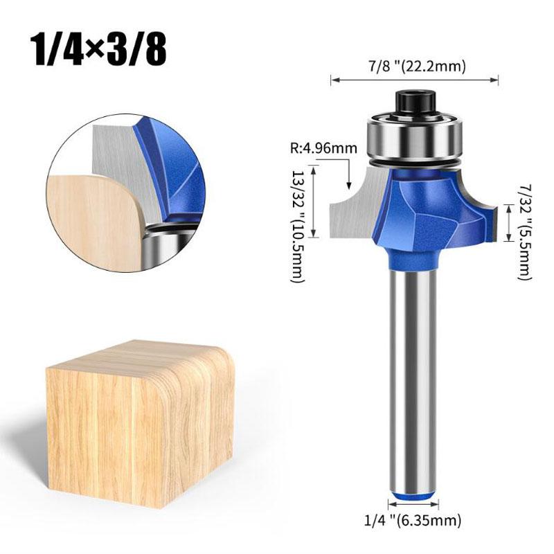 1/4 Inch Shank 6mm Shank Blue Roundover Router Bit Set Carbide Wood Router Bits for Woodworking