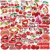 50PCS Red Cherry Graffiti Stickers For Notebook Water Cup Suitcase Guitar Scrapbook Waterproof PVC Classic Decal Decorate
