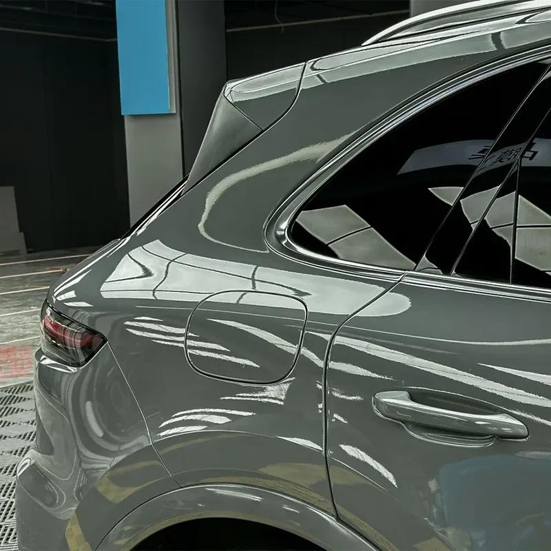 High Glossy PET Nardo Grey Vinyl Wrap Film Waterproof Car Sticker Body Decor Self-Adhesive Decal Auto Motorcycle DIY Accessories