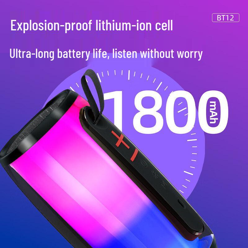 Newmine BT12 Portable Bluetooth Speaker with LED Light CN Plug (adapter Included)