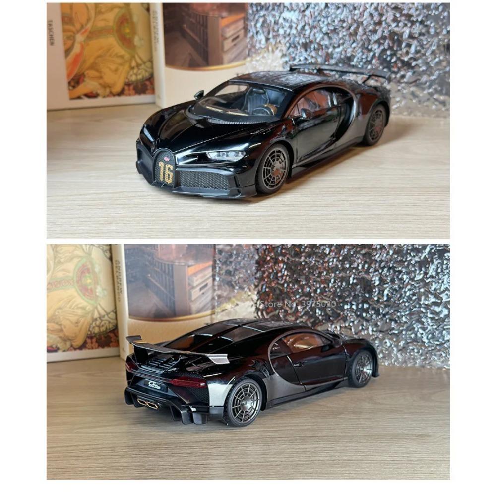 1/18 Bugatti sportovní model auta ze slitiny tlakového odlitku Simulační hračky Vozidlo se zvukem a lehkými gumovými pneumatikami Kolekce hraček pro chlapce Dárky
