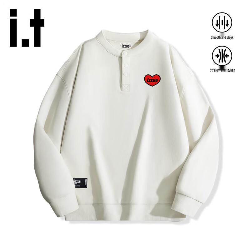 Izzue Men's Heavyweight Henley Sweatshirt with ZI Letter Print