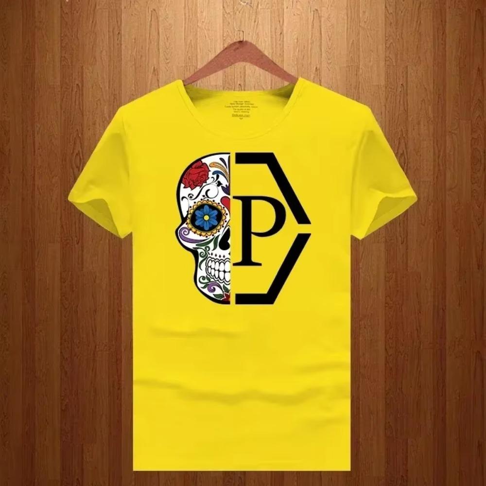 Luxury Brand Half Skull Flower Printed Letter Men and Women 2024 New Loose Short Sleeve T-shirt Round Neck Print T Shirt