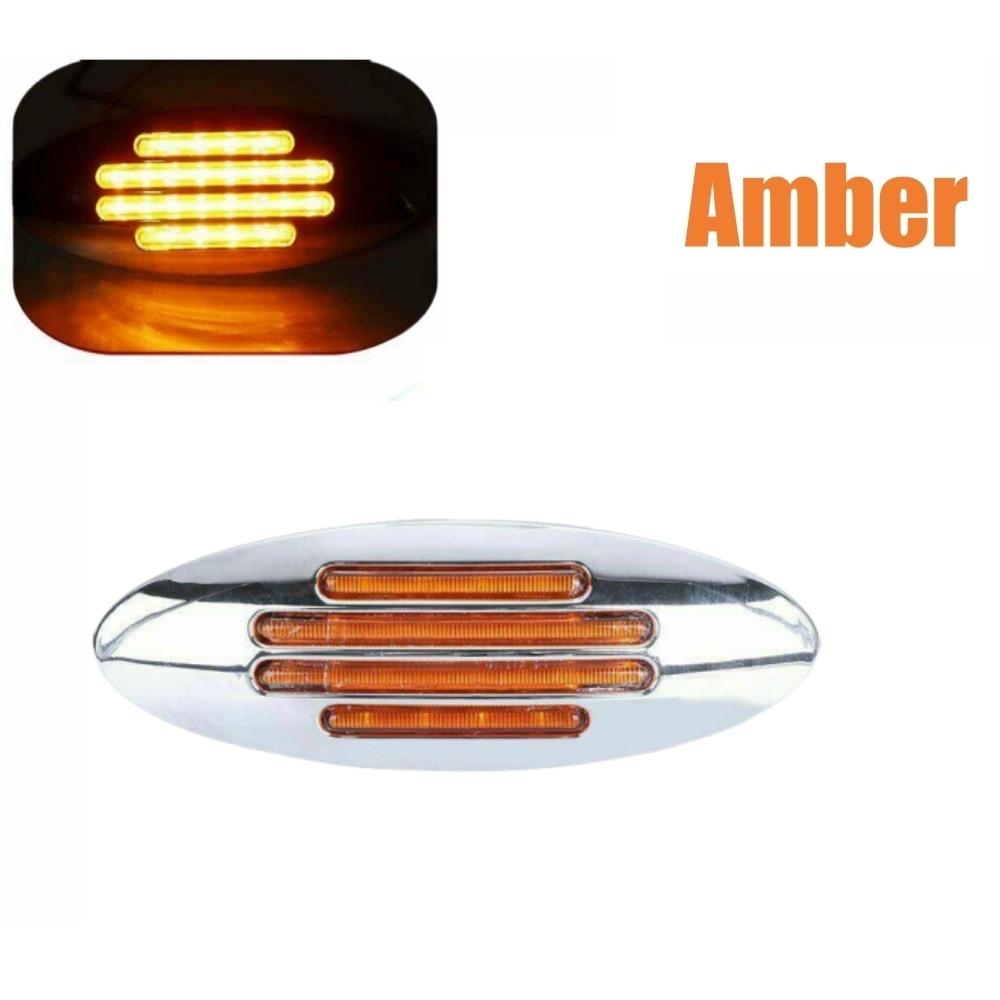 Truck Trailer Side Marker Light 24LED Oval Chrome Base 12V Reverse Singnal Lamp RV Motorhome Van LED Clearance For Truck Bulbs 7
