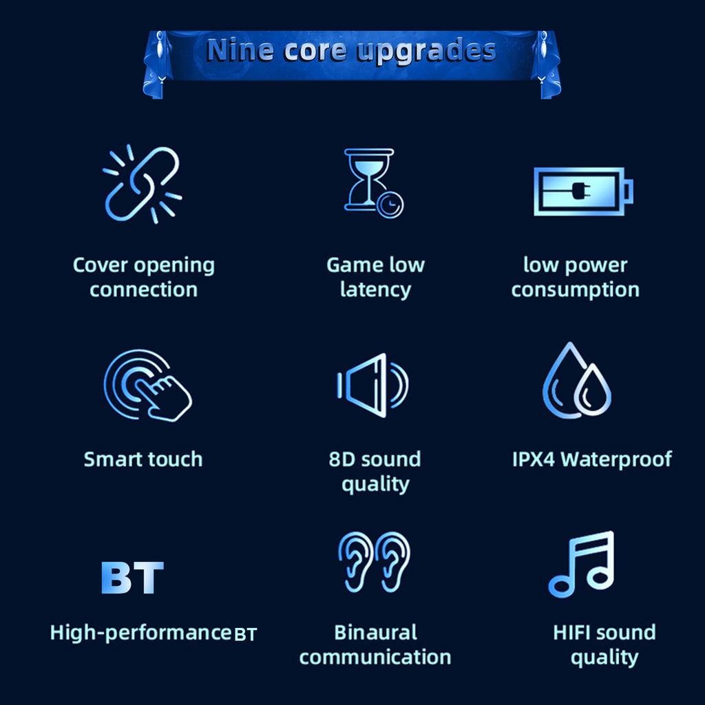 True Wireless 5.4 Earbuds, Half In-Ear Music Headphones, IPX4 Sweatproof Earphone, 150mAh Charging Case, Magnetic Charging, Dual Ear Call, To