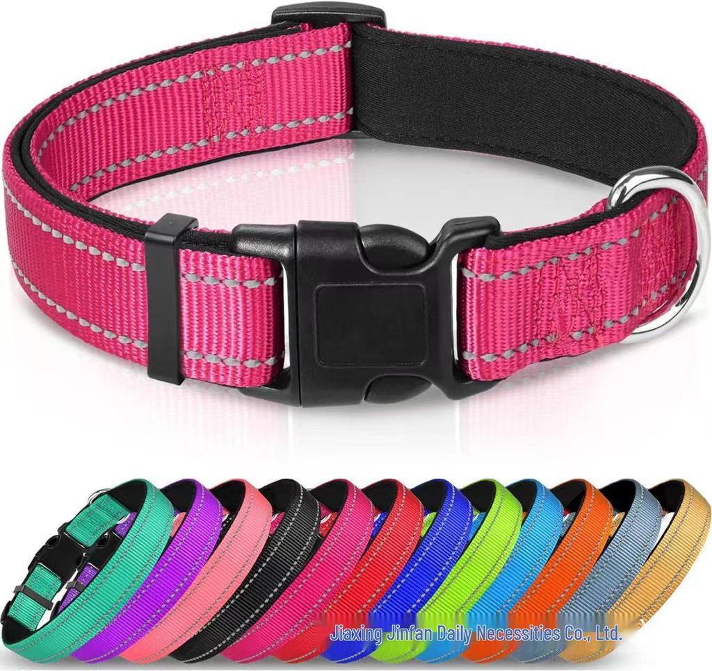 Ensemble Collier et Laisse pour Chien en Nylon Réfléchissant Réglable et Respirant - Taille Moyenne