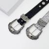 Large Eyelet Sequined Belt for Jeans Bead Trim PU Leather Belt Subculture Pants Belt Elegant Girl Clothing Waist Decors