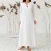 Luxusní dámský kaftan Bavlna Dlouhý rukáv Jednobarevný Ležérní Oversized Maxi košilové šaty
