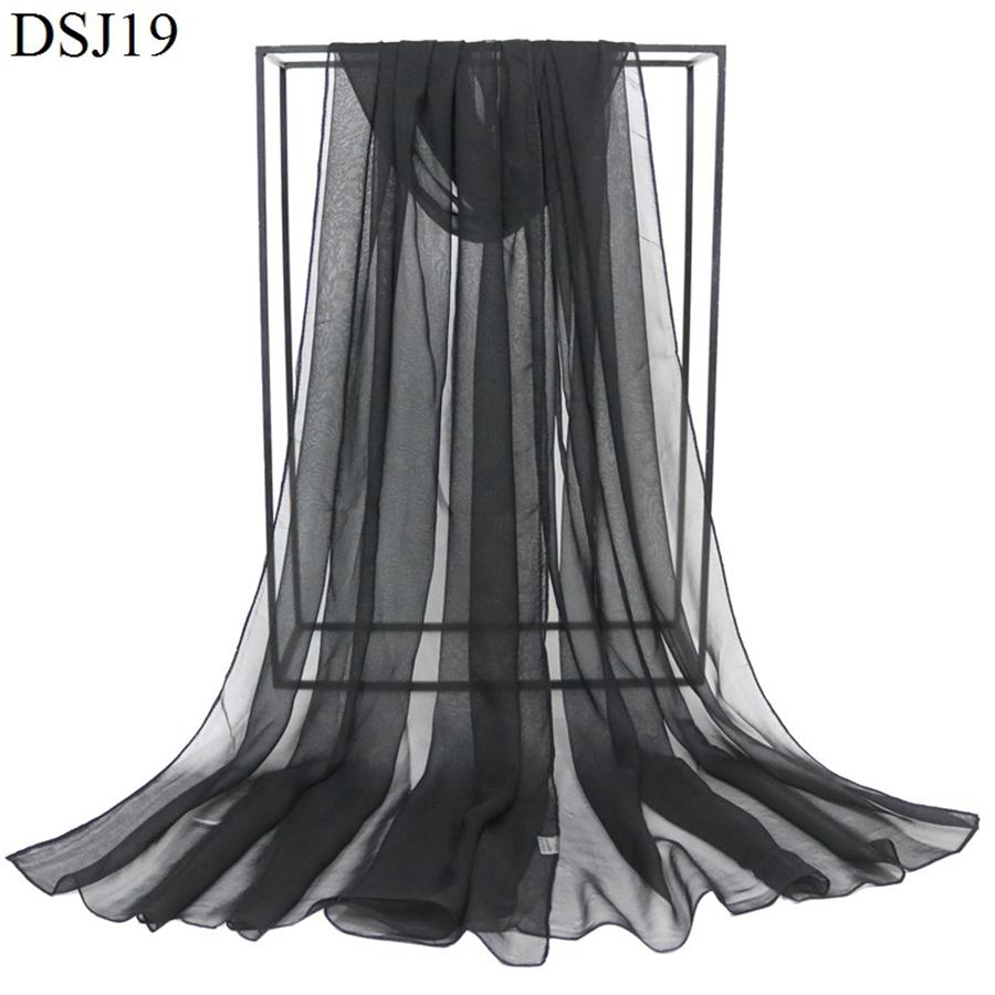 New Pure Color Georgette Silk Scarf Women Monochrome Red Scarves Sun Shawl Female Catwalk Training Dance Wraps