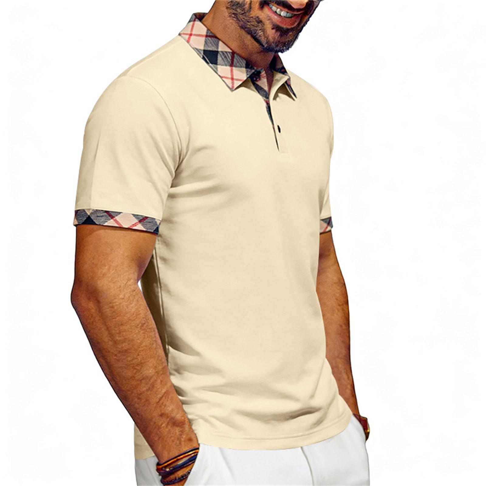 

Men s Summer Short-sleeved Casual T-shirt L бежевый