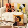 African Women Cushion Cover Soft Plush Throw Pillow Cover  DoubleSided Decorative Cushion Case  Sofa Bedroom Home Decor