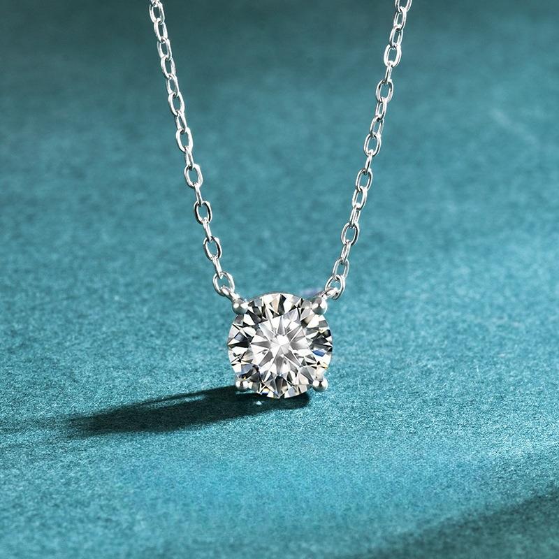 925 Silver Necklace Pendant Simulated Moissanite for Women Wedding Engagement Jewelry Fashion 5A Zircon Gift Party