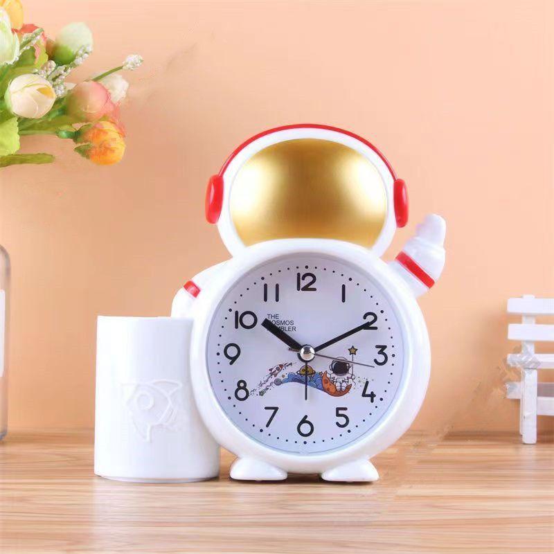Pen Holder Alarm Clock Astronaut Student Fashion Cartoon Creative Multifunctional Bedside Lazy Person Wake Up and Quarrel Cute Clock Watch