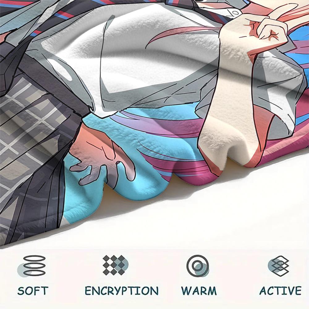 1PC DARLING In the FRANXX Zero Two Print Flannel Blanket, High Quality All Seasons, Home Decor, Warmth and Comfort, Perfect for Christmas Gifts