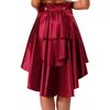 S-3XL Womens Gothic Steanpunk Satiny Skirt Front Eyelets Lace-up High-low Hem Tiered Ruffled Irregular Hem Skirt Waist Belt