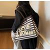 Striped canvas bag women's large-capacity new autumn and winter versatile cartoon shoulder bag college student tote bag