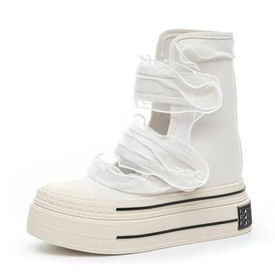 Fashion 12CM Platform Flat Sandals Women Cowboy Canvas New Summer Boots Wedges Hook-loop Casual Shoes High Top Designer High Heels Shoes