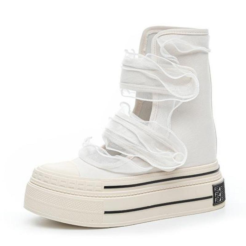 Fashion 12CM Platform Flat Sandals Women Cowboy Canvas New Summer Boots Wedges Hook-loop Casual Shoes High Top Designer High Heels Shoes