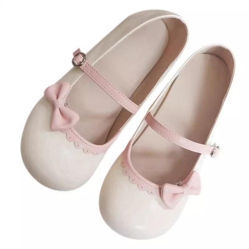 2025 Spring and Summer New Mary Jane Shoes Cute Round Head Flat Bottom Light Mouth White Single Shoes Mary Jane Single Shoes Explosion