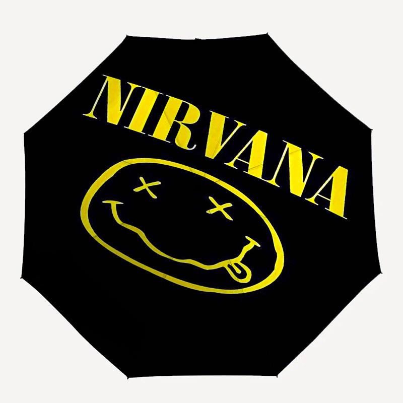 

1pc Nirvana Smiley Automatic Open/Close Umbrella with 8-Rib Windproof Canopy10214