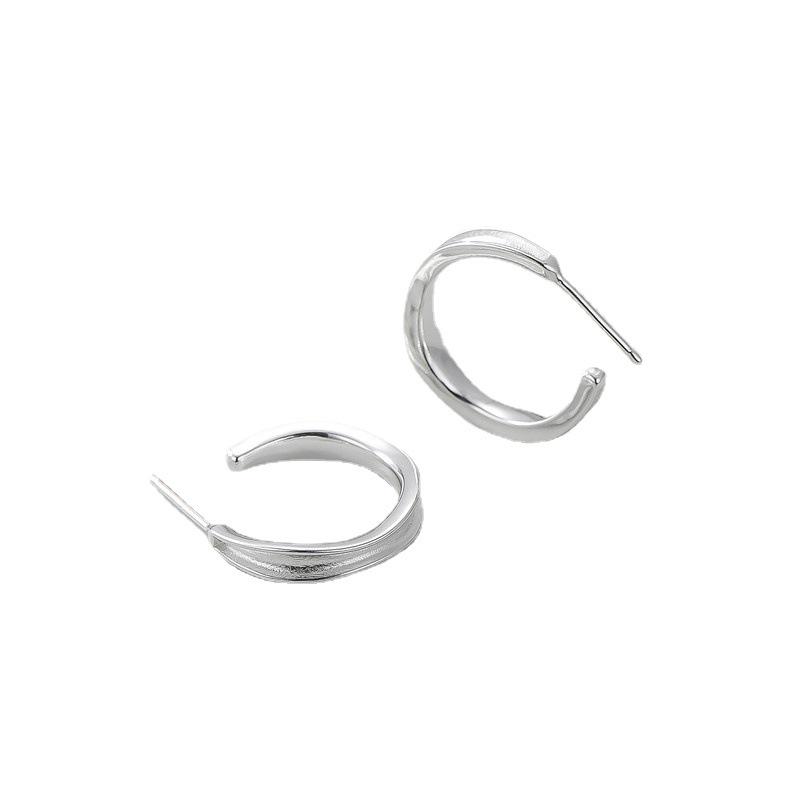 Korean Style Retro C-Shaped S925 Sterling Silver Earrings
