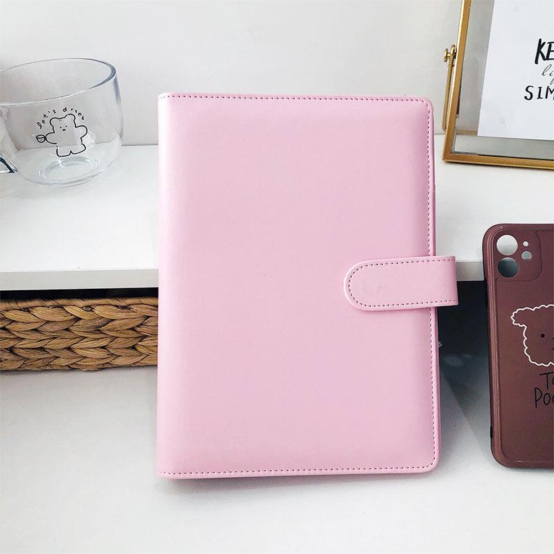 

A5 Макарон Однотонний PU Шкіра Блокнот-планер на рознімних кільцях - Простий Діловий Стиль