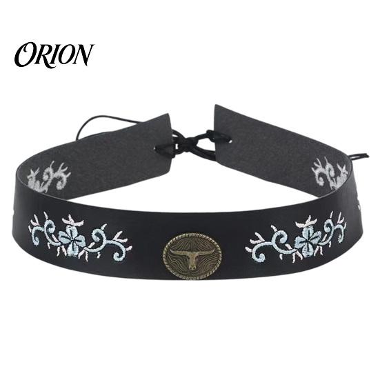 Cowboy Hat Band Ethnic Style Band, Durable PU Leather Embroidered DIY Decoration Strap, Adjustable Decorative Belt for Wide Brim Hats Vintage Strap