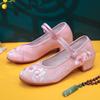 Linglan, the New Square Heel Is Matched with Cheongsam Hanfu Shoes, Ethnic Style Single Shoes, Embroidered Shoes.