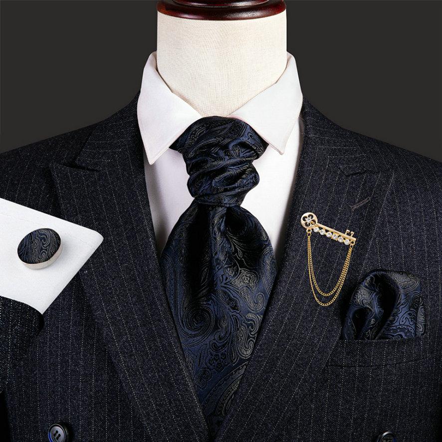 

Галстук уникального дизайна с брошью, запанками и носовым платком для стильных мужчин AS-0022