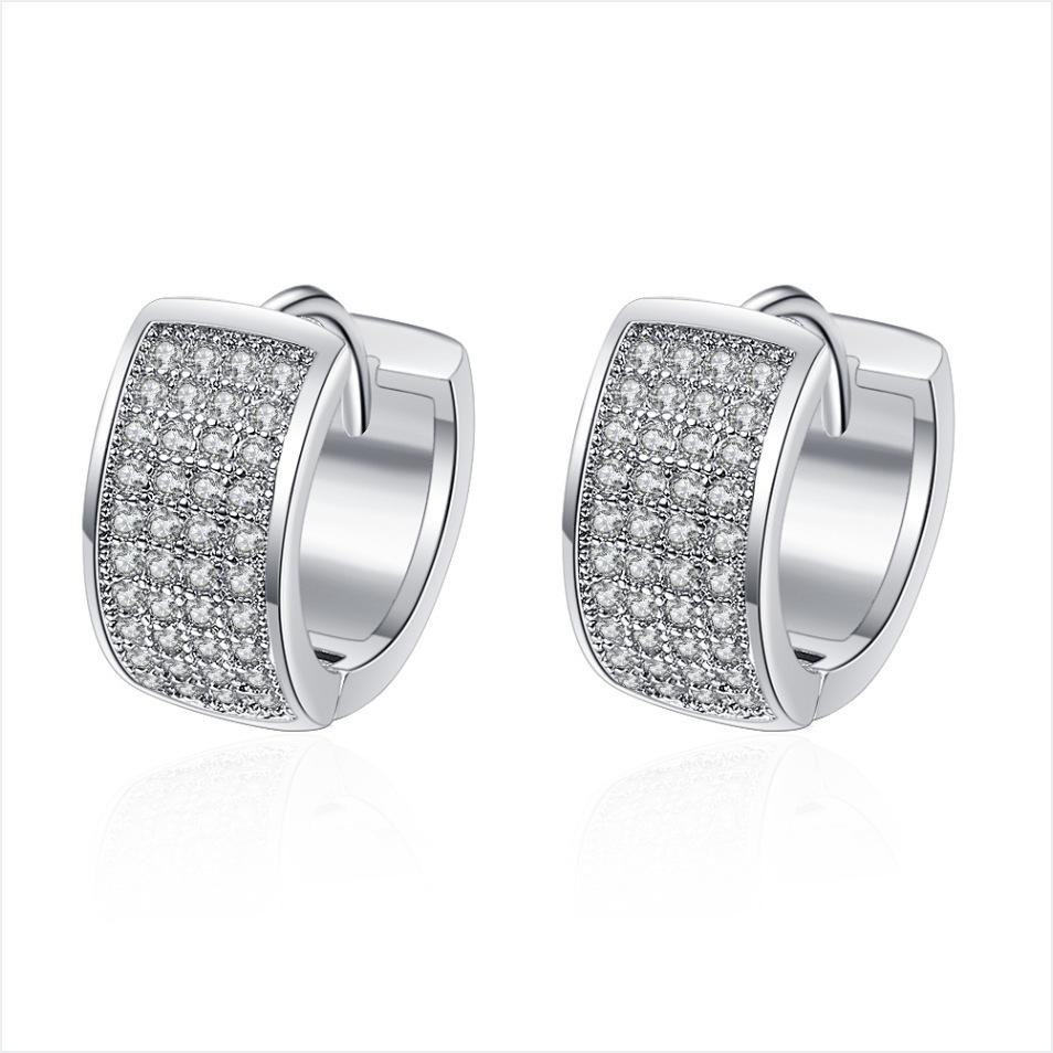 925 Sterling Silver Jewelry Women Cute Tiny Clear Crystal CZ Stud Earrings Gift for Girls Teens Lady New
