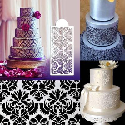 New 3pcs Baking Tool Side Decor Mould Damask Lace Flower Border Fondant Cake Stencil