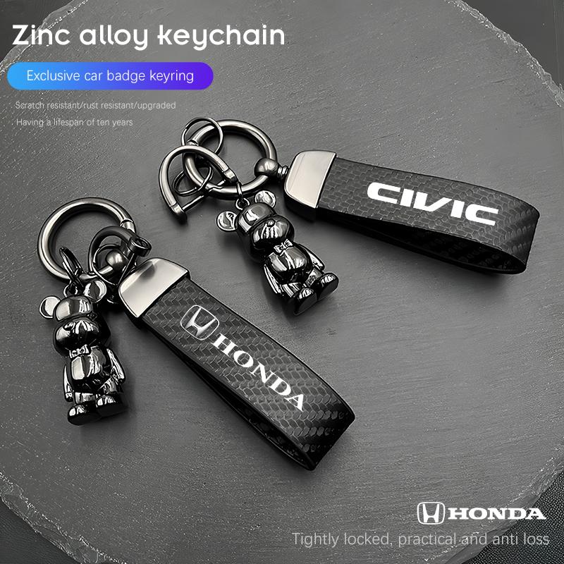 UNYDV1 Car Titanium Alloy Keychains Carbon Fiber Style Key Chain For Honda Civic Accord Fit Jazz Pilot CRV Odyssey Passport City HRV