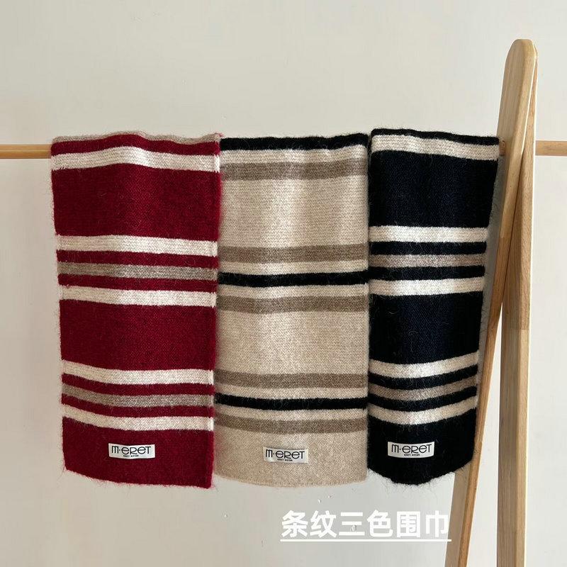Contains knitted striped couple scarf female Korean version autumn and winter new versatile warm color matching student scarf