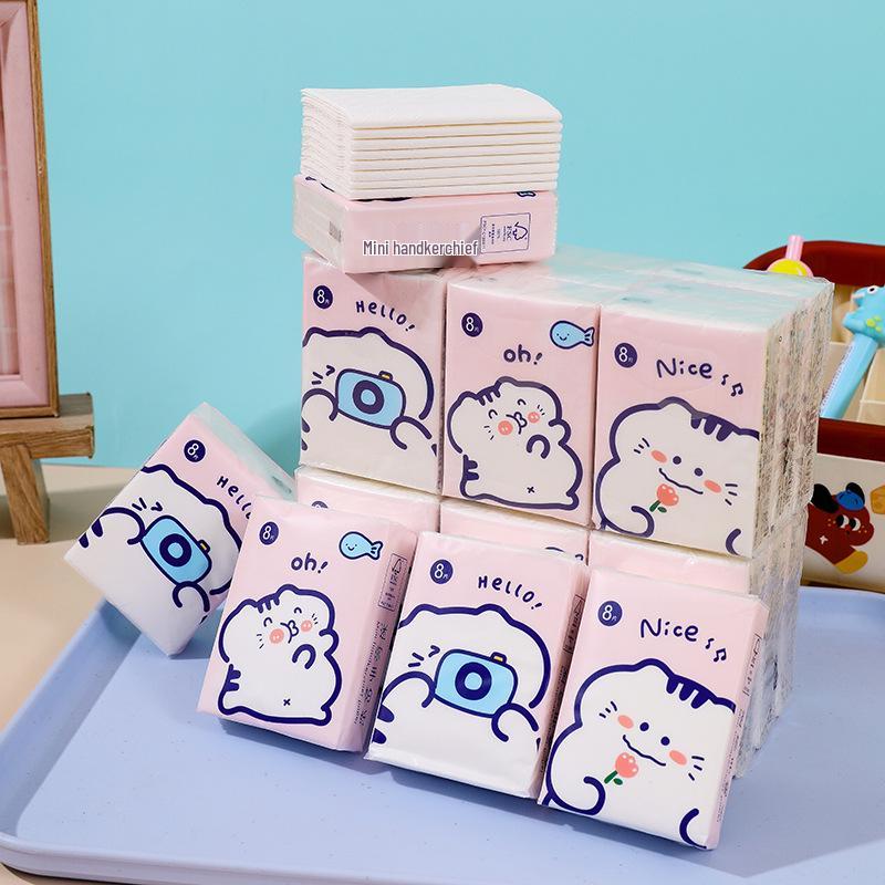 Banana Bear Cartoon Handkerchief Tissue, 9 Portable Packs, 8 Sheets Each, 3-Ply