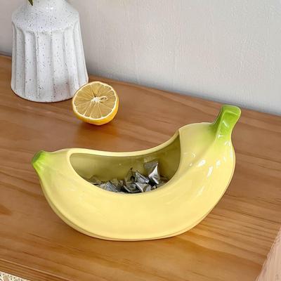 Tissue Box Cover Banana Shaped Bowl Ceramic Multifunctional Home Decor Case Holder