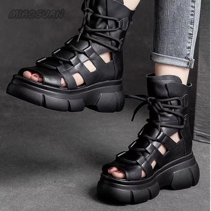 Fashion Women's Sandals Platform New Summer Shoes Hollowed-out Breathable Roman Sandales Femmes High-heeled Wedge Gladiator Sandalias