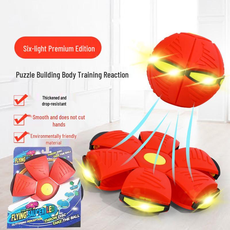 Magic Flying Saucer Ball: Deformable Outdoor Stomp Toy with Lights for Kids
