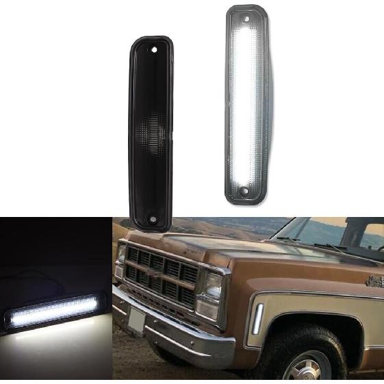

For 73 74 75 76 77 78 79 80 GMC Chevy Pickup Blazer Suburban Jimmy C10 C20 C30 GMC Front Bumper Turn Signal Side Marker lights Smoked Lens 915557 Smoked Led turn signal li