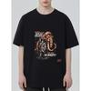 Black T Shirt With Warrior And Mammoth Graphic Keep Your Spear Sharp Or Go Hungry Print For Casual Wear