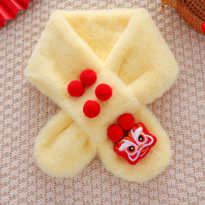 Festlicher Plüsch-Nian-Biest-Schal für Kinder - Dick, warm, niedlich und weicher Halswärmer für Babys