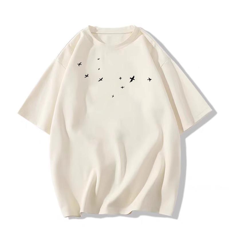 Women's 2025 Retro American Cotton Loose Fit T-Shirt, Large Size, Short-Sleeved, Summer Design