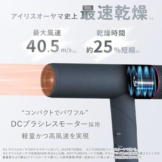 Iris Ohyama MiCOLA Ion Dryer fastest drying manufacturer foldable lightweight 380g compact powerful 3 airflow levels 4 temperature negative ions navy.