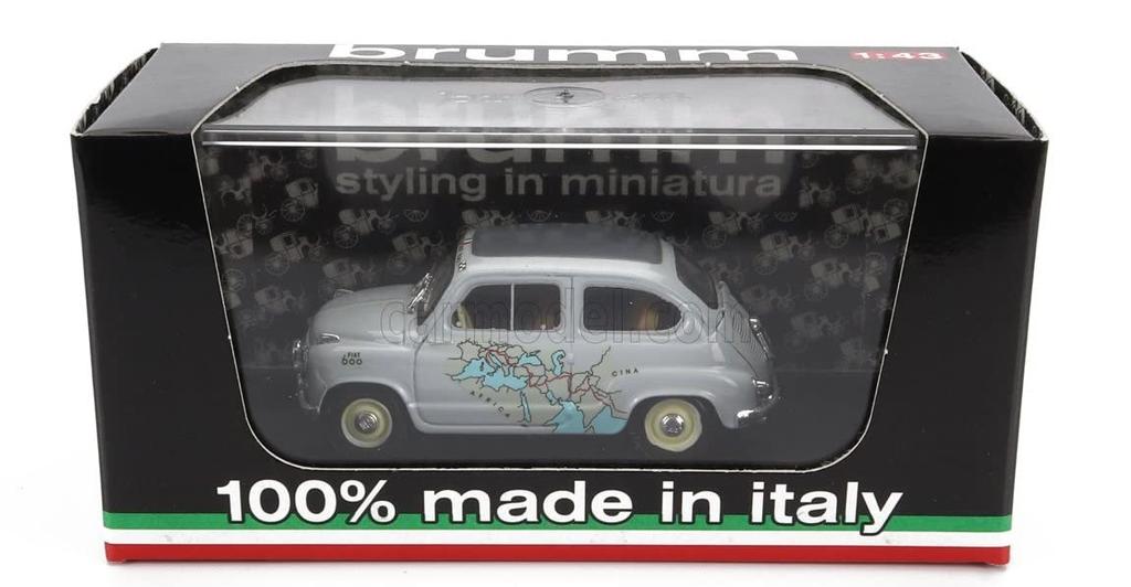 BRUMM Fiat Miniature Car 1/43 FIAT 600 Rally Rome To Calcutta 1955 13,260 Km