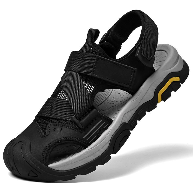 Fashion Non-Slip Sunnmer Fashion Flats Men's Breathable Sandals Lightweight Outdoor Sport Sandals Anti-collision Toe Male Beach Shoes