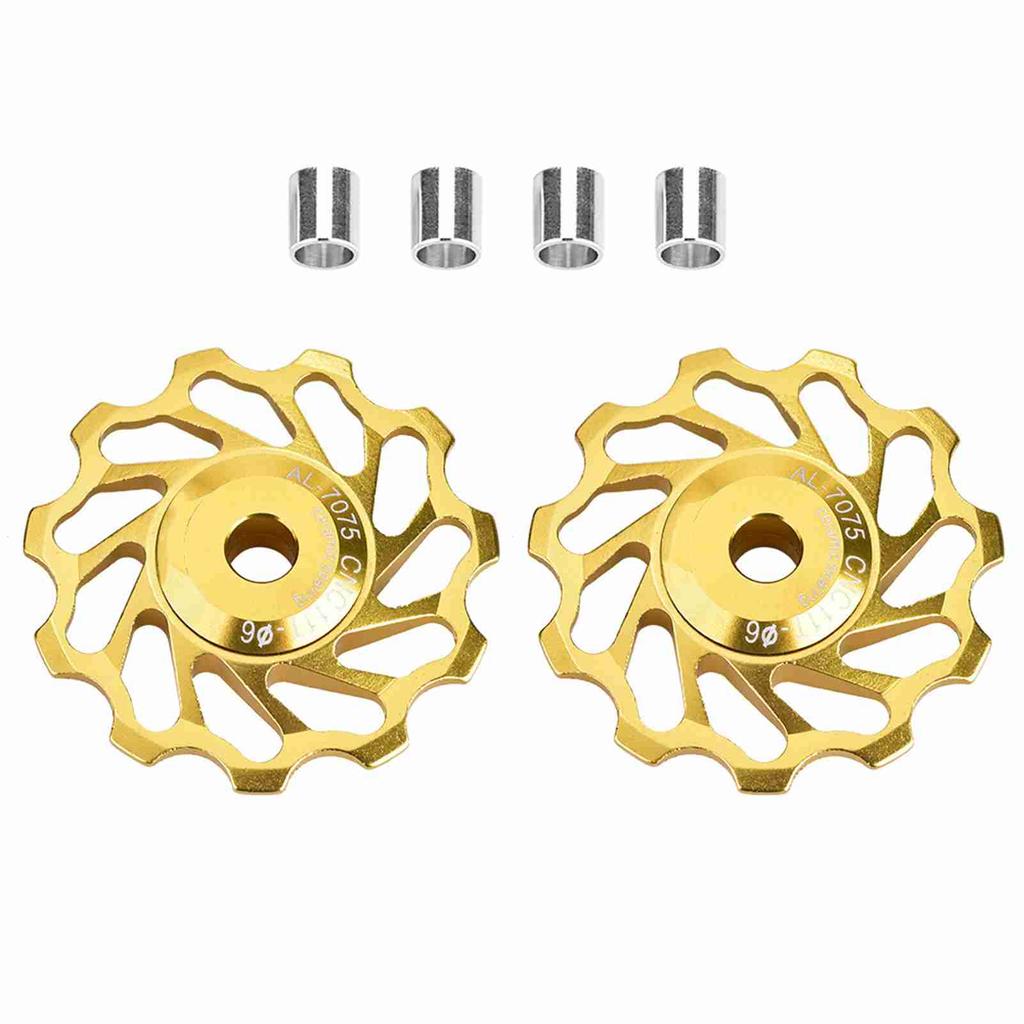 1 Pair Ceramic Bearing Rear Pulley Wheel Bike Roller (11T, Black)