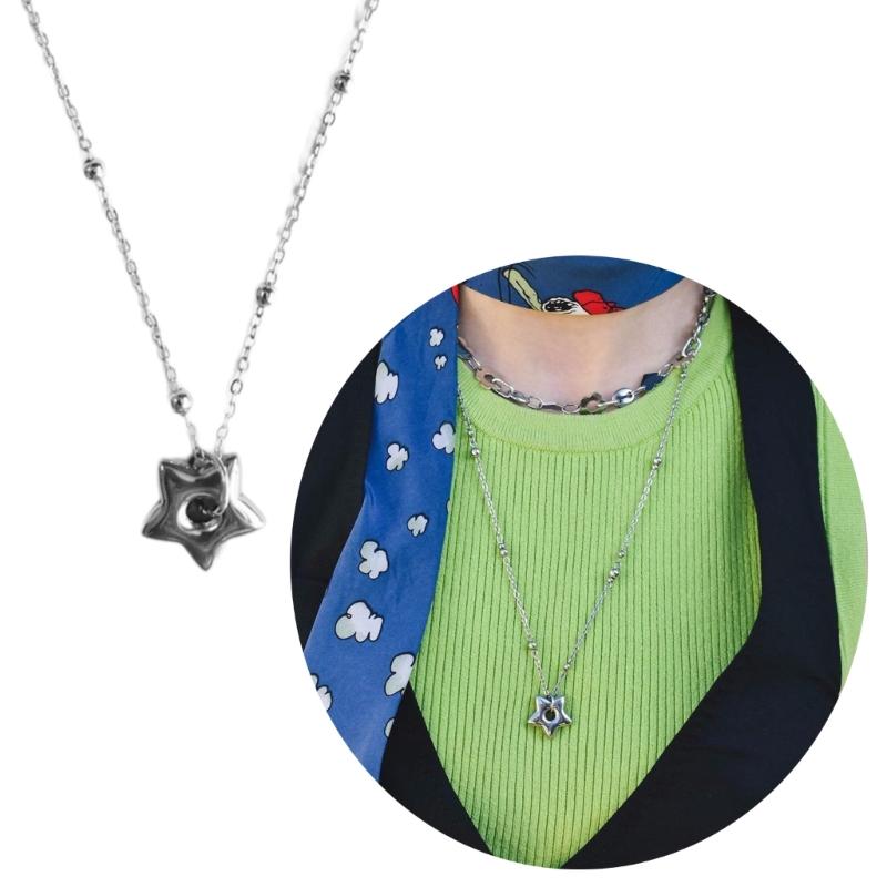 Modern Heart Pendant Jewelry Adjustable Bead Chain Necklace Fashion Pendant Necklace Star Neck Jewelry for Daily Party